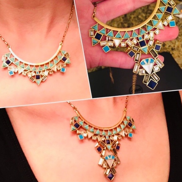 Stella & Dot Jewelry - Stella & Dot [2-in-1] Turquoise & Gold Stone Tile NEW Statement Necklace